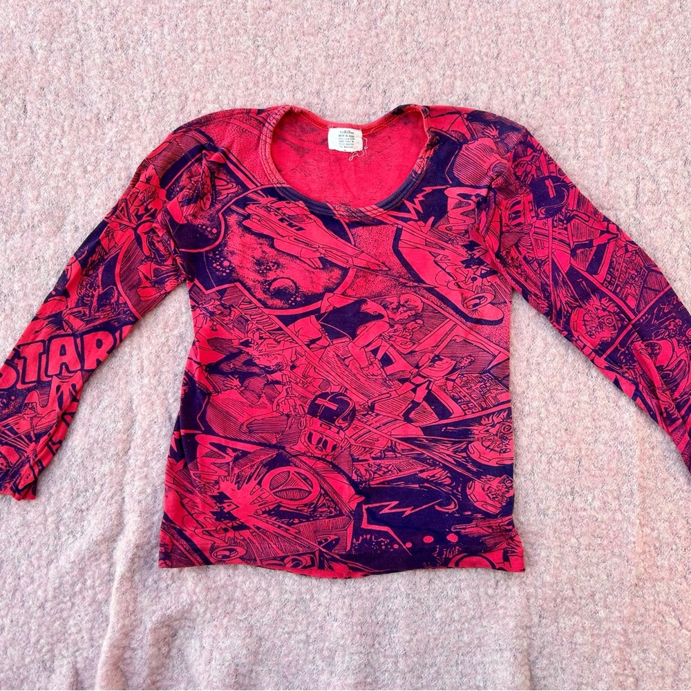 Vintage 70s Pink Sci Fi Comic Book Print Single Stitch Tee